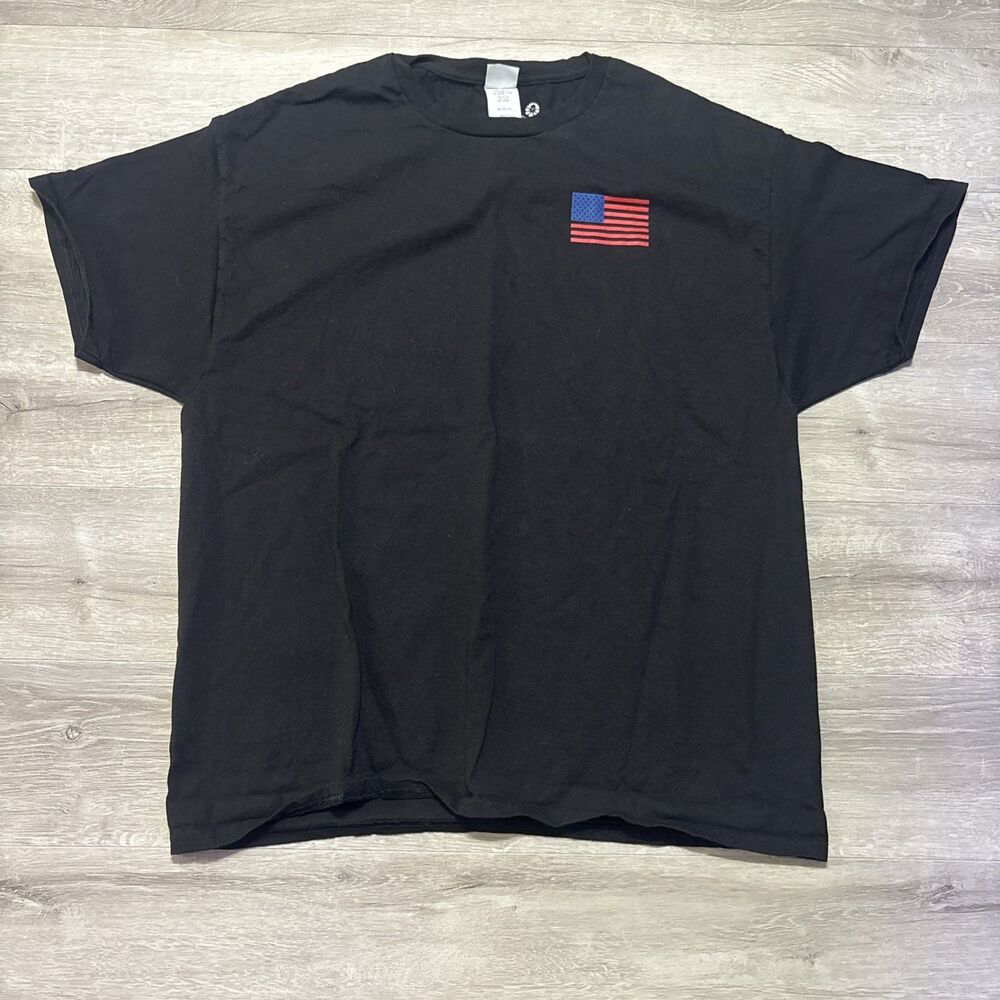 Hanes Team Joseph Lacrosse T Shirt XL Black Graphic USA Flag Cancer Ribbon Tee